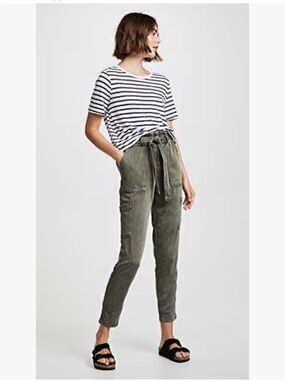 Splendid Cargo Pants Womens 27 Olive Green Tie Waist Paperbag Utility NWT